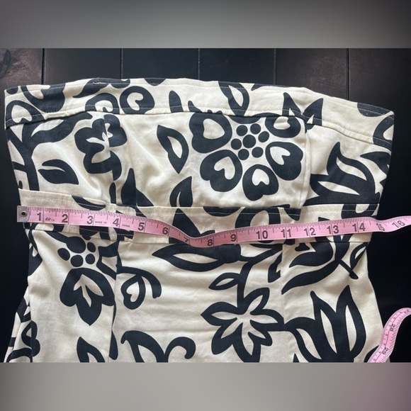 Vintage Y2K B. Smart Black and Cream Floral Strapless A-Line Dress size 11/12π - Picture 8 of 13